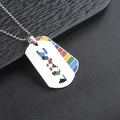 Premium stainless steel rainbow dog tag pendant necklace with personalized letter cut-out detail - LOVE Rainbow Style with Round Bead Chain