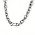 Collar de cadena de eslabones ovalados de acero inoxidable pulido plata para hombre - 7mm Pulido de 8 Caras (Hebilla Rectangular) / 18cm / Plateado