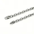 Pulsera para hombre de acero inoxidable plateado con eslabones ovales entrelazados - 7mm Pulido de 8 Caras (Hebilla Cuadrada) / 18cm / Plateado