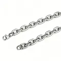 Cadena de eslabones entrelazados de acero al titanio plateado para hombre - 7mm Pulido de 8 Caras (Cierre de Langosta) / 18cm / Plateado