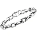 Poliertes silbernes Gliederkettenarmband aus Edelstahl für Herren Modeschmuck - 8mm Geschweißte Gliederkette (Quadratschnalle) / 18cm / Silber