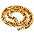 Poliertes goldfarbenes Titanstahl-Panzerketten-Halsband für Herren im kühnen Stil - 10mm Doppelglied (Karabinerverschluss) / 18cm / Gold