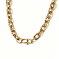 Klobige Herrenhalskette aus Titanstahl mit ineinandergreifenden Gliedern in Gold - 7mm 8-seitig Poliert (Rechteckschnalle) / 18cm / Gold