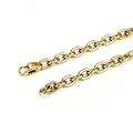 Modisches Herrenarmband aus goldenem Titanstahl mit sechseckigen Kettengliedern - 7mm 8-seitig Poliert (Quadratschnalle) / 18cm / Gold
