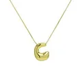 Gold plated puff balloon letter C pendant necklace on a delicate chain - 14k / Letter C
