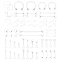 Set di 24 piercing in acrilico trasparente per labbra, naso e cartilagine gioielli - Mix di Piercing A (60 pezzi) / Set da 60 Pezzi / Trasparente