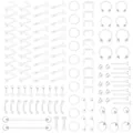 Set di piercing in acrilico trasparente flessibile con vari perni e anelli corpo - Mix di Piercing A (109 pezzi) / Set da 109 Pezzi / Trasparente