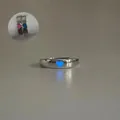 Adjustable silver-tone couple ring featuring a glowing blue luminous heart design - Adjustable Open / Heart / Blue