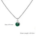 Elegant stainless steel necklace featuring a 6mm green round crystal pendant SKU variant - 6*6mm (45+5cm) / Steel Color (May - Green)