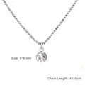 Stainless steel necklace with 6mm clear zircon pendant and 45cm adjustable chain - Steel Color (April - Clear)