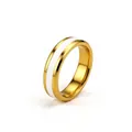 Polierter 6mm Edelstahlring in Gold mit stilvollem weißen Emaille-Inlay für Paare - Größe 7 / 4mm Breite / Gold Weiß