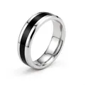 Eleganter 6mm Ring aus 316 Edelstahl mit schwarzer Emaille-Einlage für Herren und Damen - Größe 7 / 6mm Breite / Silberschwarz