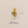 Elegante ciondolo a foglia di agrifoglio in acciaio inox placcato oro 18K, 15x7mm - Pendaglio Fiore di Dicembre