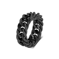 Neutral black titanium steel Cuban chain link ring with high-gloss polished finish - 13# / 10mm / Black