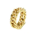 Polished golden titanium steel Cuban link chain ring for men and women, trendy jewelry - 13# / 10mm / Gold