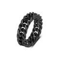Sleek unisex matte black titanium steel double-woven Cuban link chain fashion band ring - Size 11 / 8mm / Black