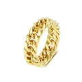 Polierter Gold-Panzerkettenring aus Titanstahl im minimalistischen, modernen Stil - Größe 11 / 8mm / Gold