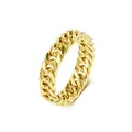 Hochwertiger goldener Titanstahlring im kubanischen Panzerketten-Design, poliert - Größe 11 / 6mm / Gold