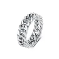 Polierter silberner Titanstahl-Panzerkettenring für Damen und Herren Unisex-Stil - Größe 11 / 8mm / Stahlfarben