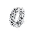 Minimalist unisex titanium steel Cuban chain ring with a polished silver finish for couples - 13# / 10mm / Steel