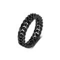 Geschlechtsneutraler schwarzer Titanstahl-Ring im kubanischen Panzerketten-Design - Größe 11 / 6mm / Schwarz