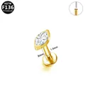 Clou de piercing en titane ASTM F136 avec pierre marquise 8mm de long et 1.0mm - Style Marquise Doré (G23LAP214-G1008054)