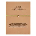 Bracelet de vœux cordon vert avec charme étoile sur carte Kraft 'Just Breathe' texte - Style de carte Just Breathe / Vert