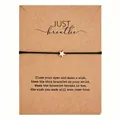 Bracelet de vœux étoile sur carte kraft avec citation inspirante - Style de carte Just Breathe / Noir