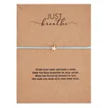 Bracelet de vœux en cordon bleu avec breloque étoile or rose sur carte - Style de carte Just Breathe / Rose bonbon