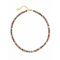 Bohemian colorful natural stone beaded necklace featuring a gold heart charm and clasp - One Size / Colorful Natural Stone Style (Style 11)