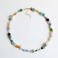 Vibrant vintage-style necklace featuring irregular natural stones and baroque pearls - One Size / Colorful Artificial Pearl Style Necklace