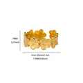 Detailed size measurements of gold-plated stainless steel floral pattern open ring - Adjustable Open / Brushed Petals Style (G258250)