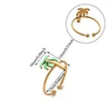 Detailed dimension callouts for the stainless steel palm tree adjustable open ring - Green Coconut Tree Style (JZ8492)