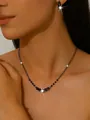 Elegantes Set aus Halskette und Ohrringen mit schwarzen Strasssteinen für Hochzeiten und Partys - 1670 Schwarz