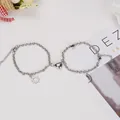 Minimalist stainless steel magnetic couple bracelets with sun and moon charms for best friends - O-Chain Sun Moon