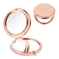 Tragbarer roségoldener runder doppelseitiger Klapp-Makeup-Spiegel für die Reise. - Elegantes Roségold / Einzelartikel (Keine Geschenkbox)