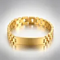 Bracelet à maillons en acier inoxydable doré de 12 mm avec une plaque courbe gravable - Style Bracelet de Montre à Plaque Courbée / 1.2cm*21cm / Or