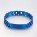 Bracelet style montre en acier inoxydable bleu mat de 12 mm avec plaque d'identification gravable - Style Bracelet de Montre à Plaque Courbée / 1.2cm*21cm / Bleu