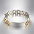 Bracelet gourmette 12mm en acier inoxydable bicolore style montre pour homme argent et or - Style Bracelet de Montre à Plaque Courbée / 1.2cm*21cm / Or & Argent