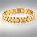 Elegant 12mm gold-plated stainless steel watch-link style bracelet for men and women - Classic Watch Band Style / 1.2cm*21cm / Gold