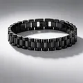 Polished black stainless steel watch band style link bracelet for men 12mm adjustable - Classic Watch Band Style / 1.2cm*21cm / Black