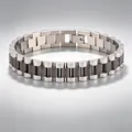 12mm bicolored stainless steel men's watch link bracelet in silver and gun grey tones - Classic Watch Band Style / 1.2cm*21cm / Two-tone Black