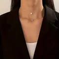 Collier élastique invisible larmes de sirène avec pendentif coeur double couche élégant - Style Pendentif Cœur à Double Couche (A27-4)