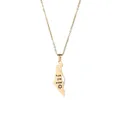 Gold-plated stainless steel map pendant necklace featuring Hebrew text engraving. - Gold 1