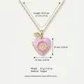 Exquisito collar con relicario de corazón rosa en cobre con flor de esmalte y acabado dorado - Estilo Flor (HSNK260416RI)
