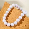 Bohemian style chunky white bead single-layer necklace with high-gloss finish for women - Bohemian Beaded Style (27326-A) / 18mm Bead Diameter / White