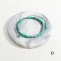Handmade semi-precious turquoise barrel bead braided bracelet with silver spacers - Cyan Turquoise Pattern Style (BR1823-D)