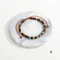 Handmade tiger eye barrel bead woven bracelet with silver spacers, Style F - Tiger Eye with Dark Red Cord Style (BR1823-F)