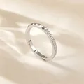Detail view of a minimalist silver studded ring with inlaid sparkling stones - US 5 / Rhinestone Studded Silver Ring
