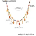 Detailed dimensions of colorful evil eye necklace with natural agate and stainless steel. - 45+5cm / Gold Multicolor Agate (P1905)
